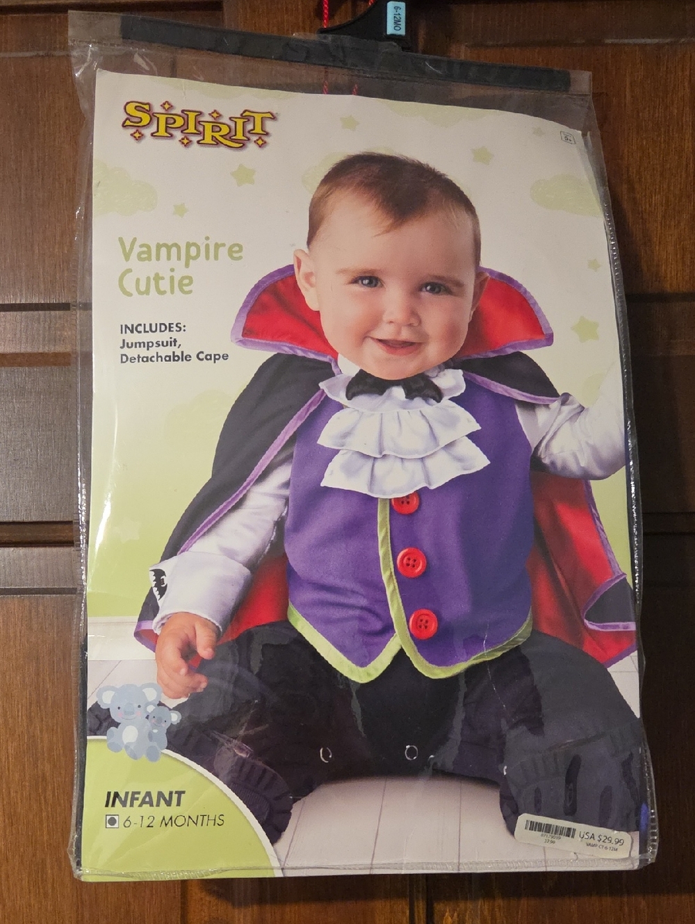 Spirit Purple and Black Infant Vampire Costume with Red Lining